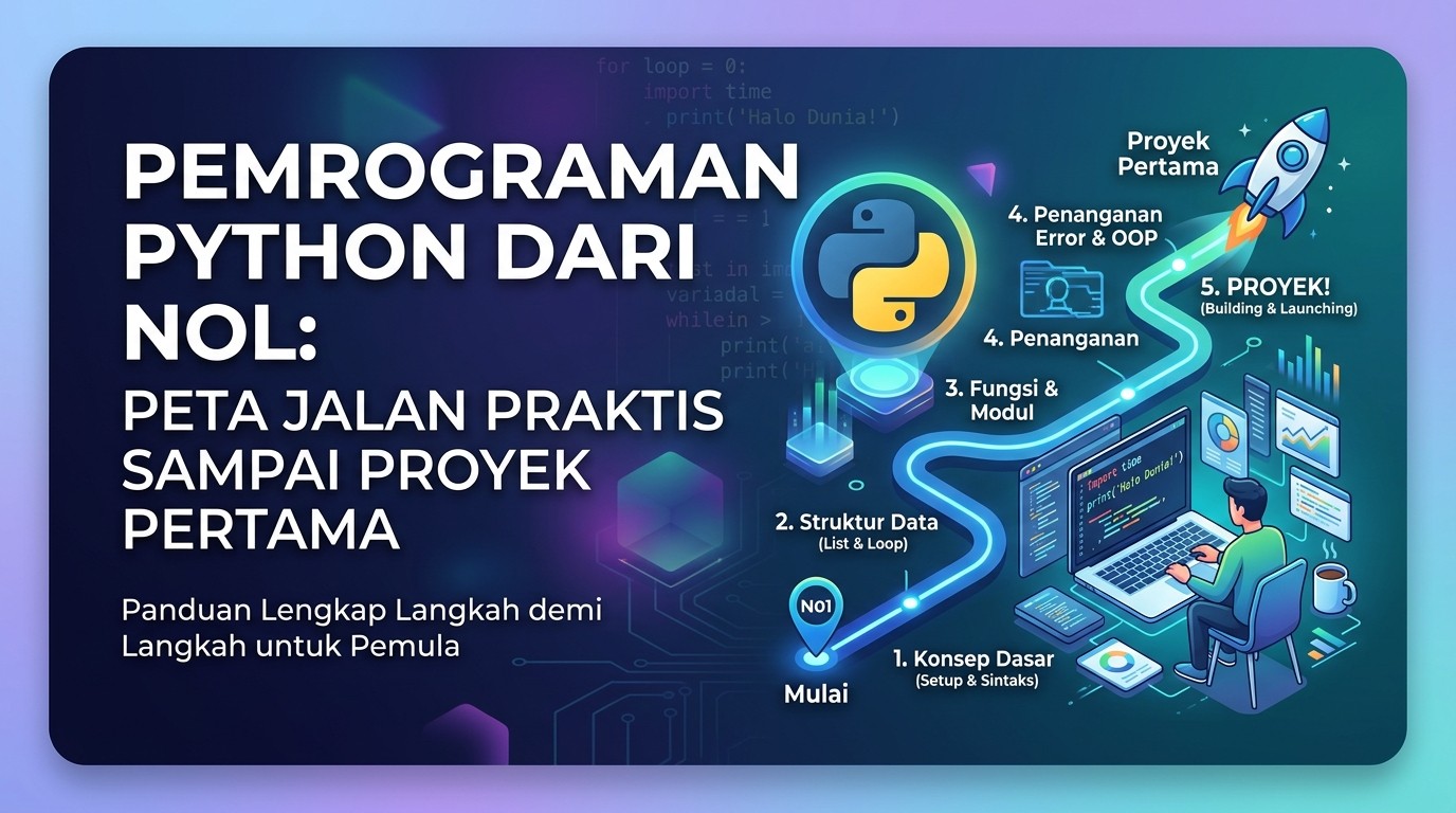 Pemrograman Python dari Nol: Peta Jalan Praktis Sampai Proyek Pertama