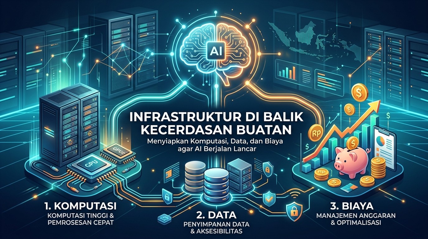 Infrastruktur di Balik Kecerdasan Buatan: Menyiapkan Komputasi, Data, dan Biaya agar AI Berjalan Lancar
