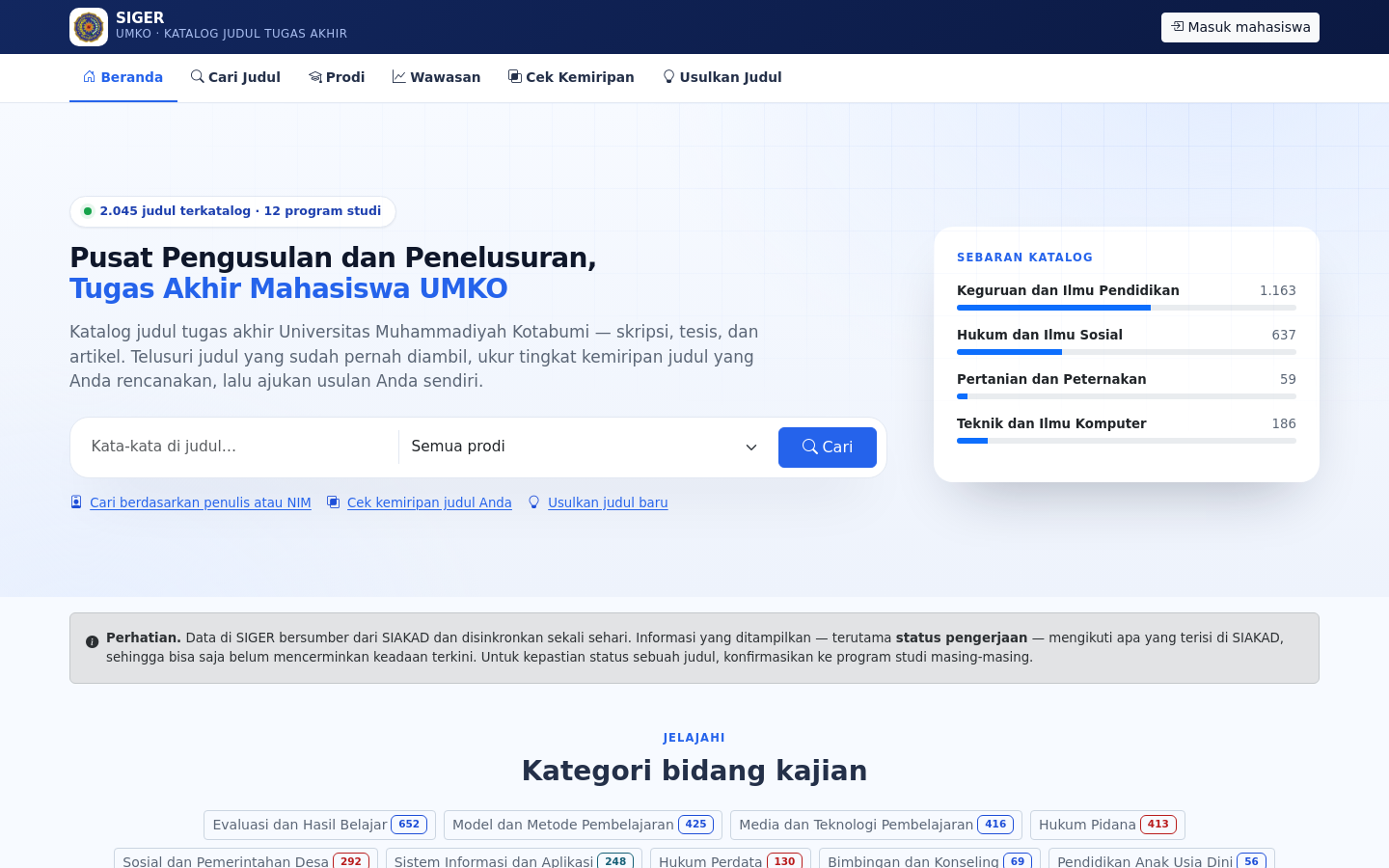 SIGER — Katalog Judul Tugas Akhir