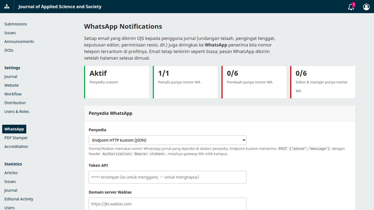 WhatsApp Notification – OJS Plugin
