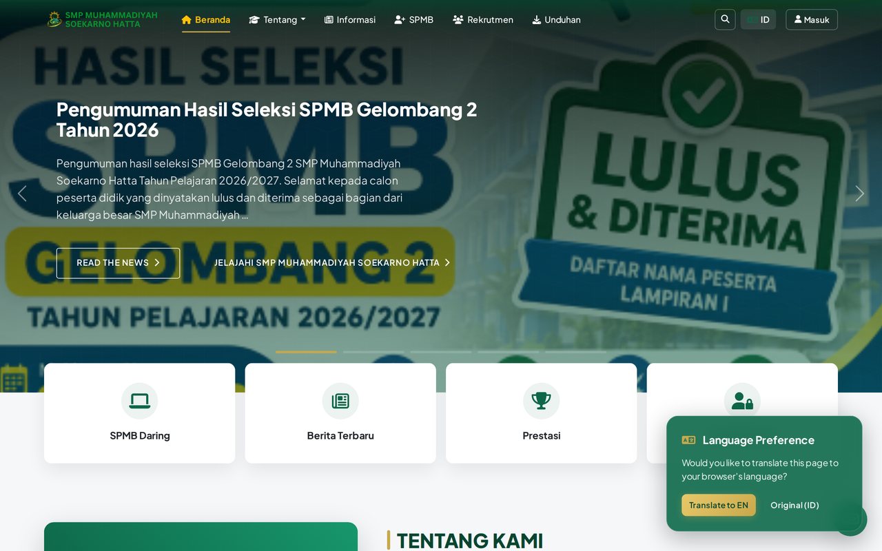 Portal & SPMB SMP Muhammadiyah Soekarno Hatta