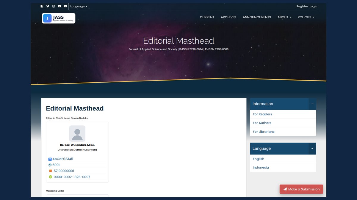 Dewan Redaksi & Mitra Bestari – OJS Plugin