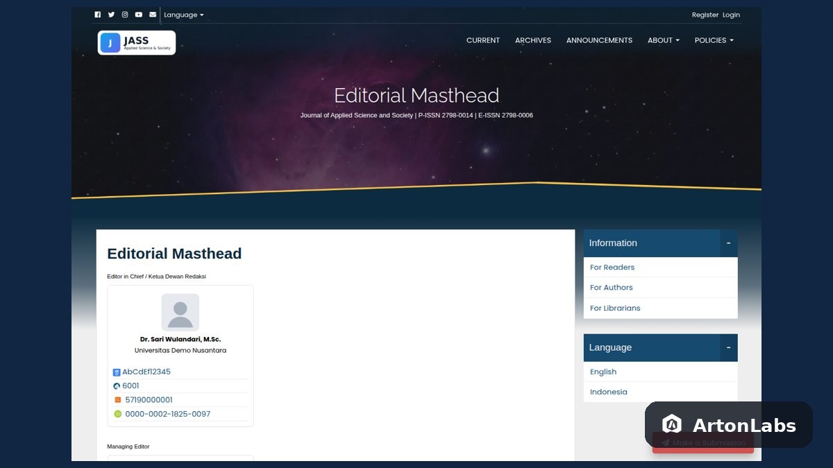 Dewan Redaksi & Mitra Bestari - OJS Plugin