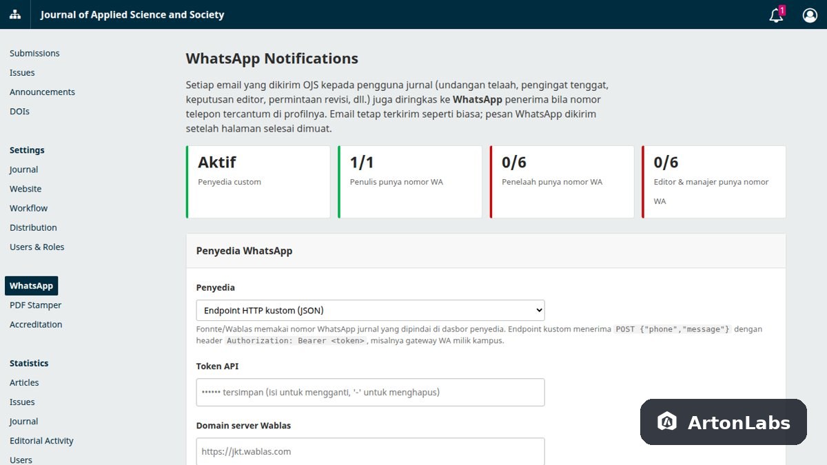 WhatsApp Notification - OJS Plugin