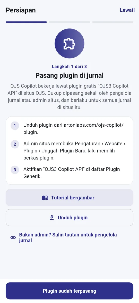 Persiapan: pasang plugin