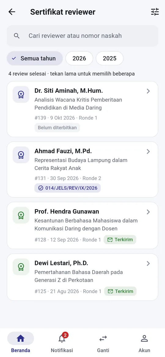 Sertifikat reviewer