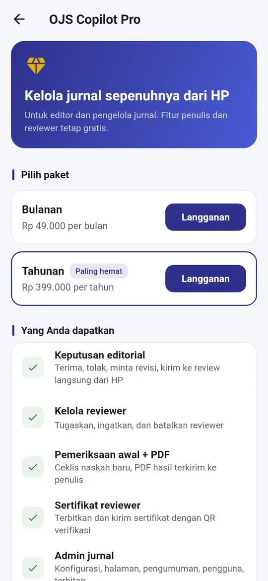 Fitur Pro di aplikasi